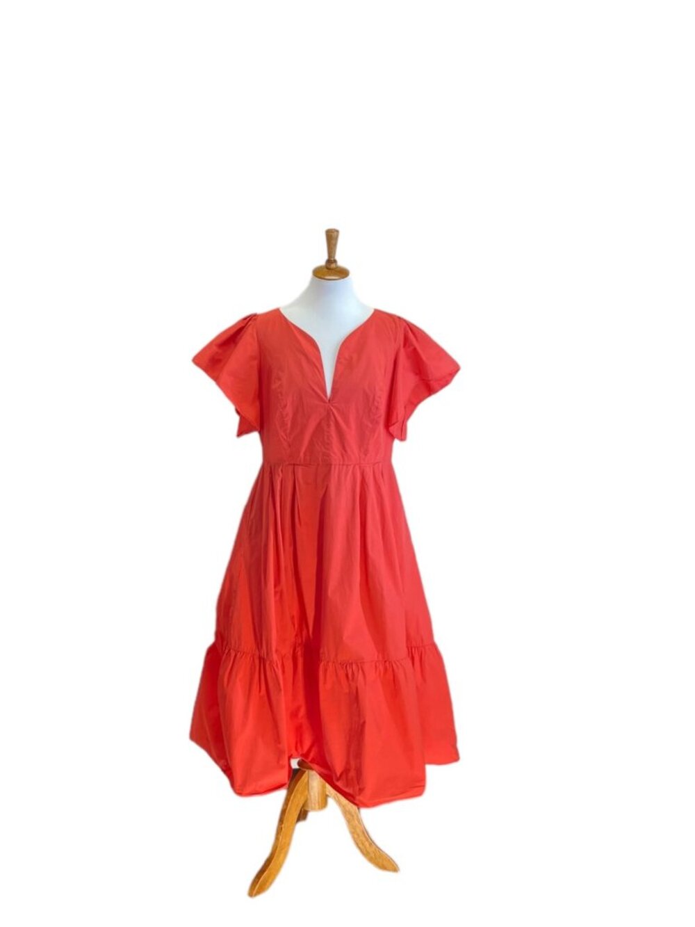 Marissa Webb Prairie Tiered Maxi Dress Coral Size 14 Boho Vacation Cottagecore - Picture 2 of 16